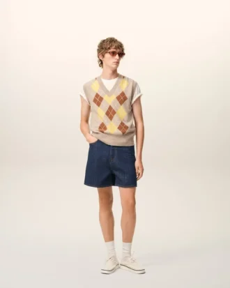 Pantaloncini in cotone blu con etichetta Ami Paris Heritage