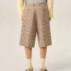 Pantaloncini marroni in lana con motivo Principe di Galles