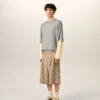 Pantaloncini marroni in lana con motivo Principe di Galles