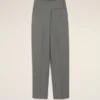 Pantaloni avvolgenti con cintura in lana vergine grigia