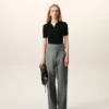 Pantaloni avvolgenti con cintura in lana vergine grigia