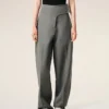 Pantaloni avvolgenti con cintura in lana vergine grigia
