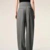 Pantaloni avvolgenti con cintura in lana vergine grigia