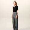 Pantaloni avvolgenti con cintura in lana vergine grigia