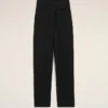 Pantaloni avvolgenti con cintura in lana vergine nera
