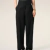 Pantaloni avvolgenti con cintura in lana vergine nera