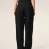 Pantaloni avvolgenti con cintura in lana vergine nera