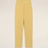 Pantaloni avvolgenti in lana vergine gialla con cintura