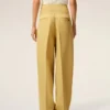Pantaloni avvolgenti in lana vergine gialla con cintura