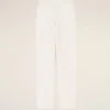 Pantaloni bianchi in misto lino con elastico in vita