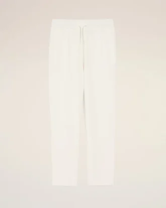 Pantaloni bianchi in misto lino con elastico in vita Pantaloni bianchi in misto lino con elastico in vita