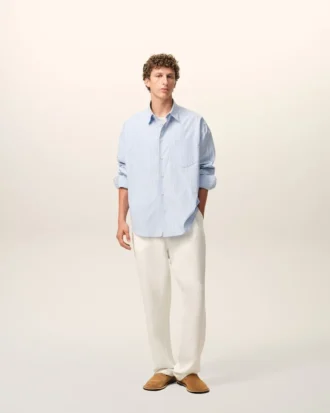 Pantaloni bianchi in misto lino con elastico in vita Pantaloni bianchi in misto lino con elastico in vita