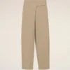 Pantaloni con cintura avvolgente in cotone beige Pantaloni con cintura avvolgente in cotone beige