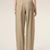 Pantaloni con cintura avvolgente in cotone beige Pantaloni con cintura avvolgente in cotone beige