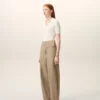 Pantaloni con cintura avvolgente in cotone beige Pantaloni con cintura avvolgente in cotone beige