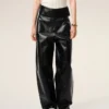 Pantaloni con cintura avvolgente in pelle di agnello nera