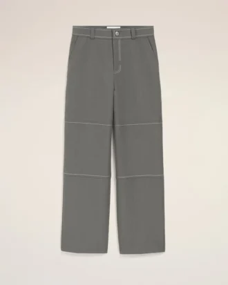 Pantaloni da lavoro in lana vergine grigia