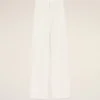 Pantaloni dritti a vita bassa in misto lino bianco