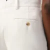 Pantaloni dritti a vita bassa in misto lino bianco