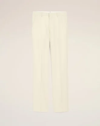 Pantaloni dritti in lana bianca