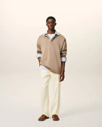 Pantaloni dritti in lana bianca