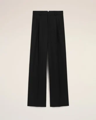 Pantaloni dritti in lana nera