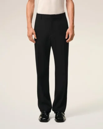 Pantaloni dritti in lana nera