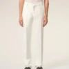 Pantaloni dritti in misto lino bianco Pantaloni dritti in misto lino bianco