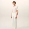 Pantaloni dritti in misto lino bianco Pantaloni dritti in misto lino bianco
