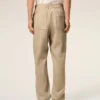 Pantaloni in cotone beige con elastico in vita Pantaloni in cotone beige con elastico in vita
