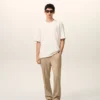 Pantaloni in lana beige con elastico in vita Pantaloni in lana beige con elastico in vita