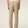 Pantaloni in lana beige con elastico in vita Pantaloni in lana beige con elastico in vita