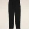 Pantaloni in lana vergine nera con elastico in vita