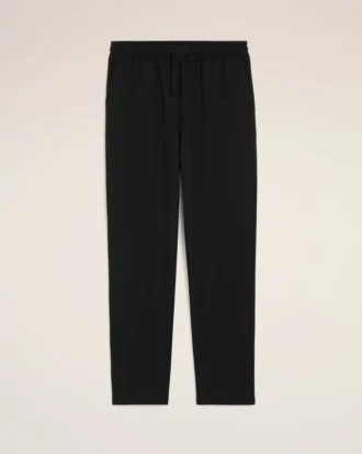 Pantaloni in lana vergine nera con elastico in vita