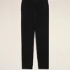 Pantaloni in misto lino nero con vita elasticizzata Pantaloni in misto lino nero con vita elasticizzata