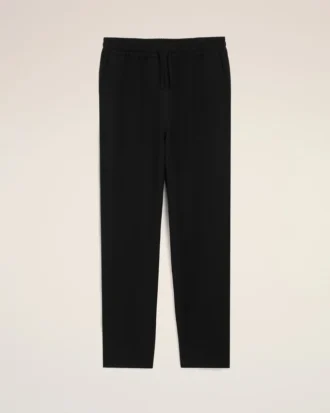 Pantaloni in misto lino nero con vita elasticizzata