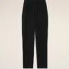 Pantaloni in misto lino nero con vita elasticizzata