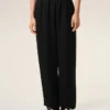 Pantaloni in misto lino nero con vita elasticizzata