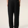 Pantaloni in misto lino nero con vita elasticizzata Pantaloni in misto lino nero con vita elasticizzata