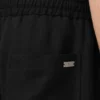 Pantaloni in misto lino nero con vita elasticizzata Pantaloni in misto lino nero con vita elasticizzata