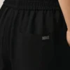 Pantaloni in misto lino nero con vita elasticizzata