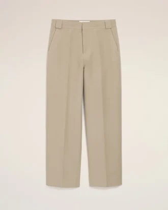 Pantaloni larghi in cotone beige