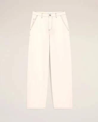 Pantaloni larghi in cotone bianco