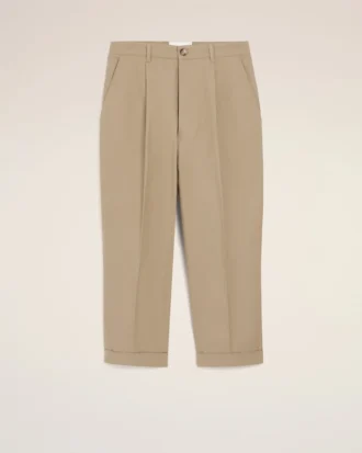 Pantaloni oversize a carota in cotone beige