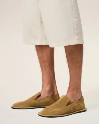 Pantofole Midi in pelle di vacchetta marrone