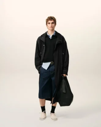 Parka lungo in nylon nero