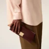 Pochette Mimi in pelle liscia bordeaux