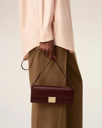 Pochette Mimi in pelle liscia bordeaux