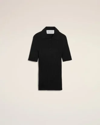 Polo a maniche corte in maglia nera