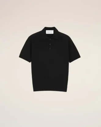 Polo a maniche corte in maglia nera